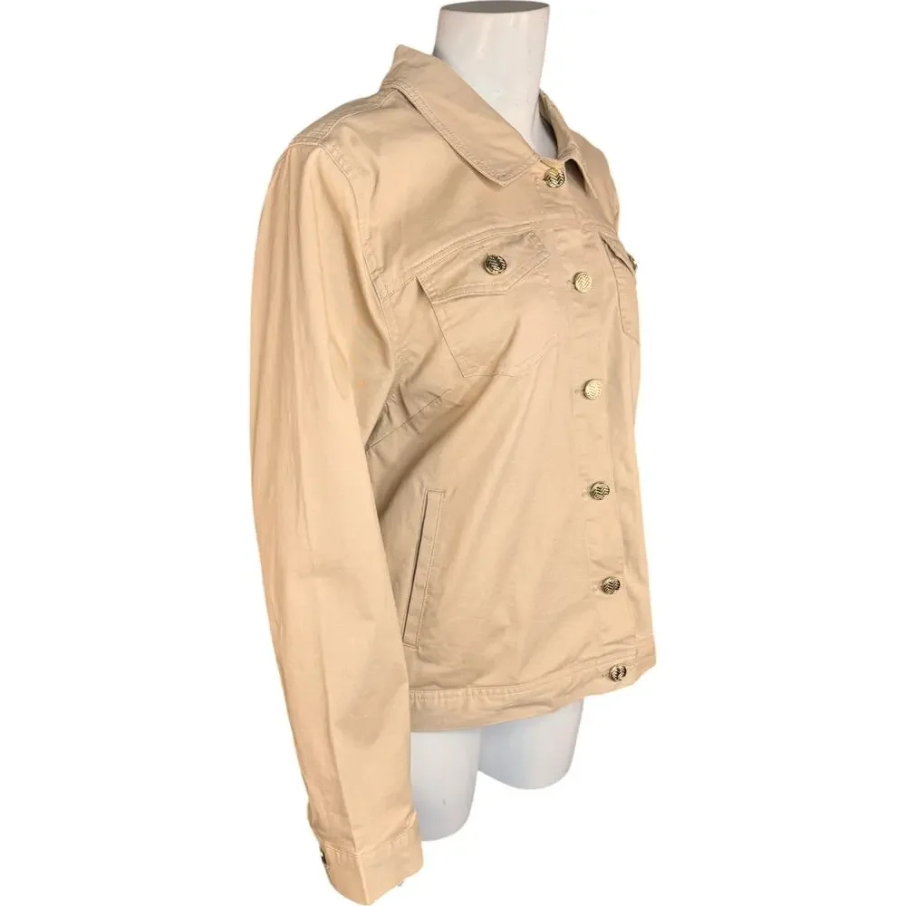 Joan Rivers Signature Twill Button-Front Jacket Latte‎ Large NWOT - Picture 2 of 10
